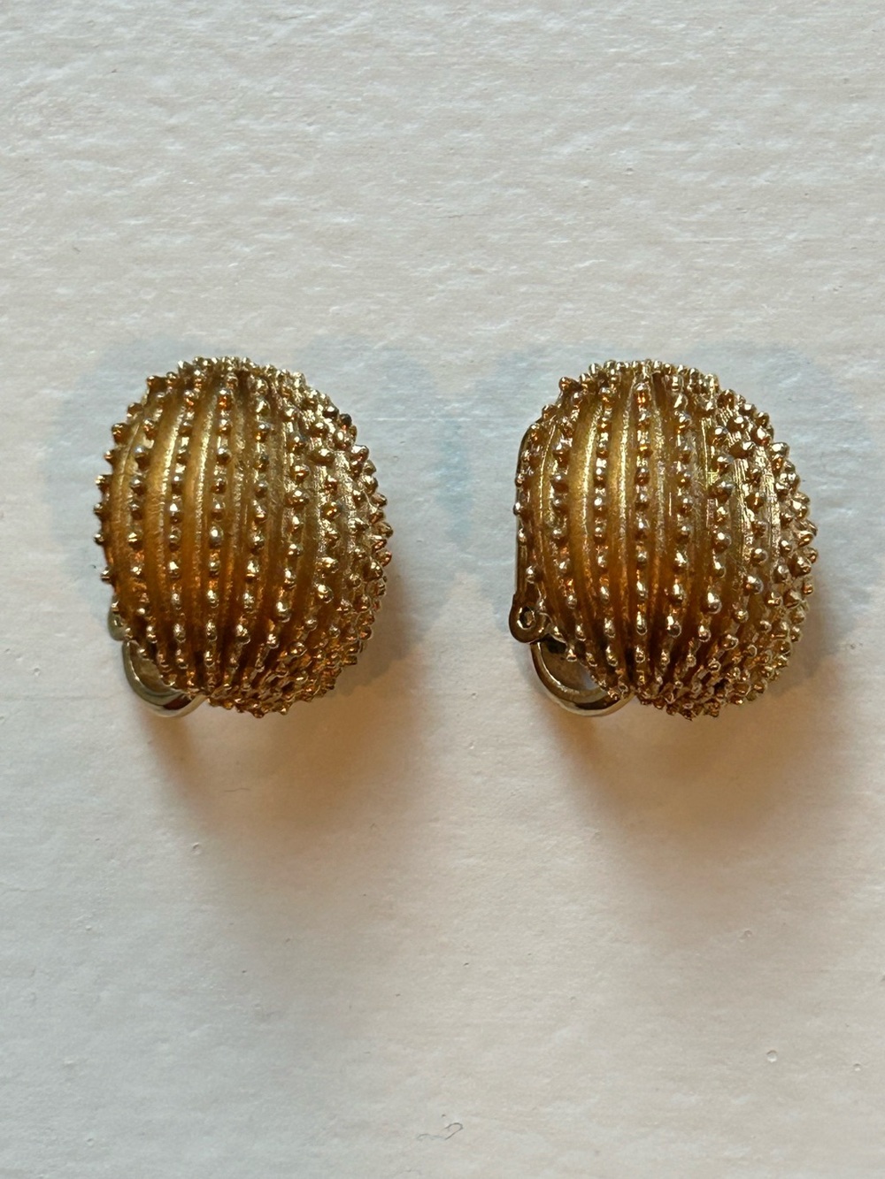 #Trifari Spiky Dome Earrings. Timeless #Geometric Retro Pair